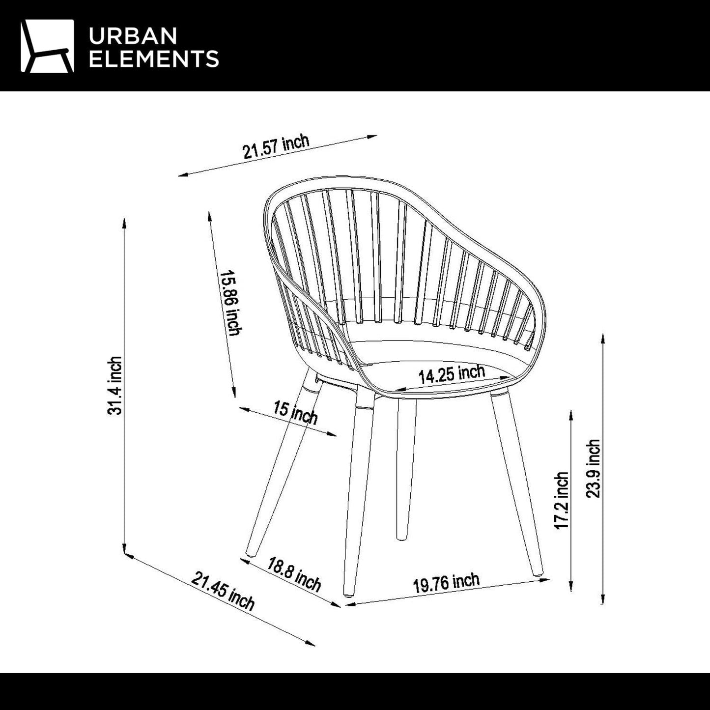 Nature Patio Set | Teak Finish, Rectangular Outdoor Dining, 5-Piece Grey