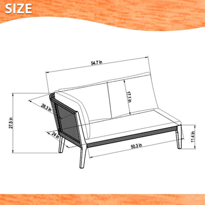 Kentucky 5-Piece Patio Sectional Set | Teak Finish, Weather Resistant Black Cushions