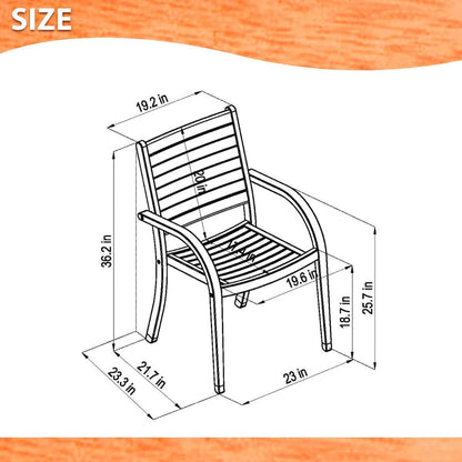 Patio Dining Set | Teak Finish, 9-Piece, Light Brown