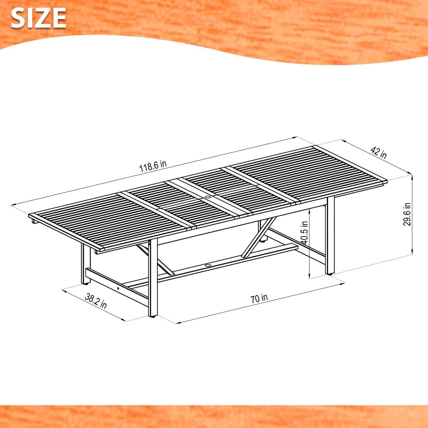 9-P Teak Finish Extendable Rectangular Dining Set | 100% FSC Wood