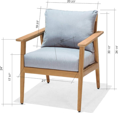 Kanoa 4-Piece Outdoor Deep Seating Set| Grade A Teak Wood | Olefin Cushions
