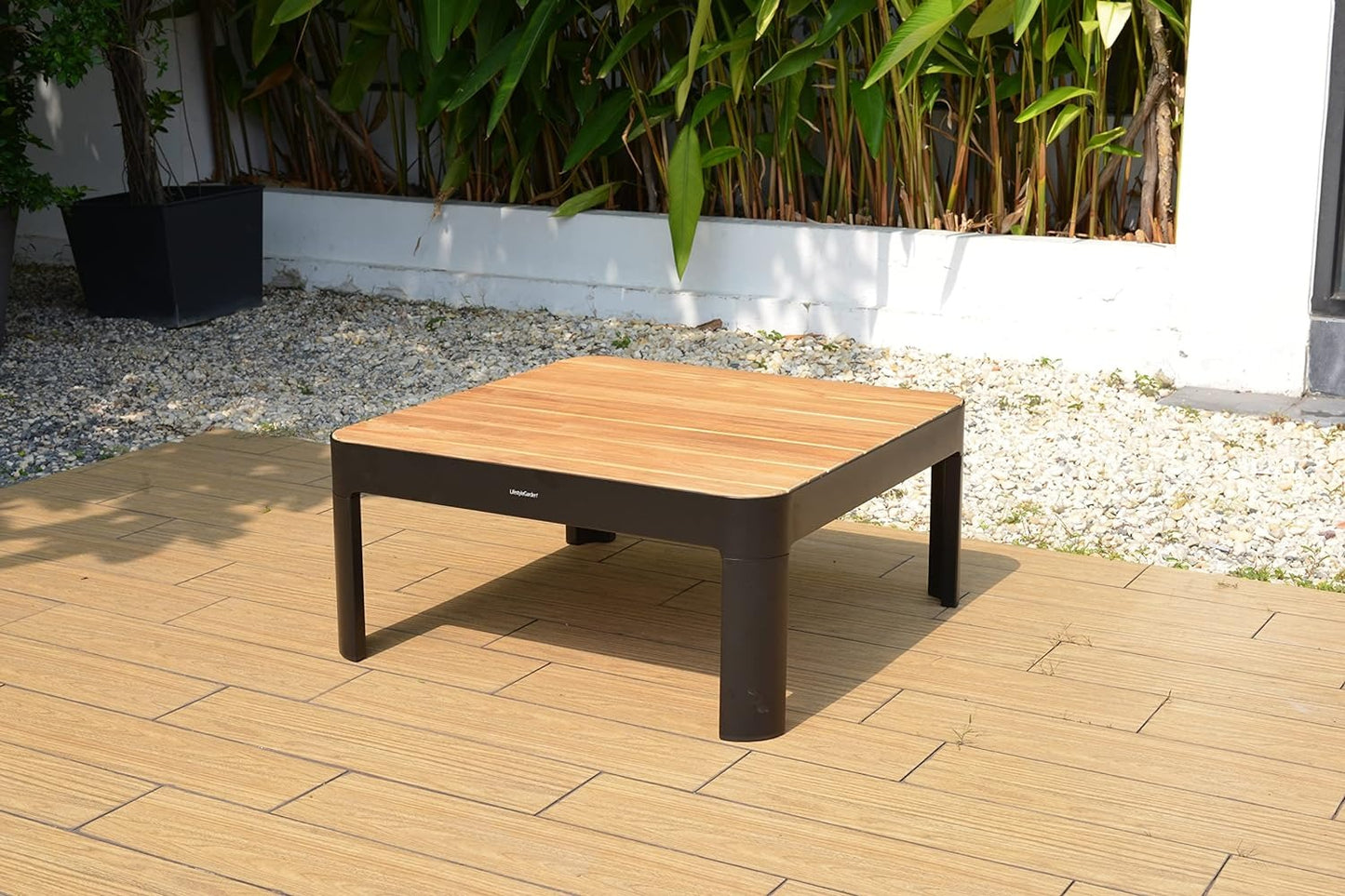 Teak Wood | Ideal for Patio and Indoors Gubbio 1-Piece Outdoor Square Side Table