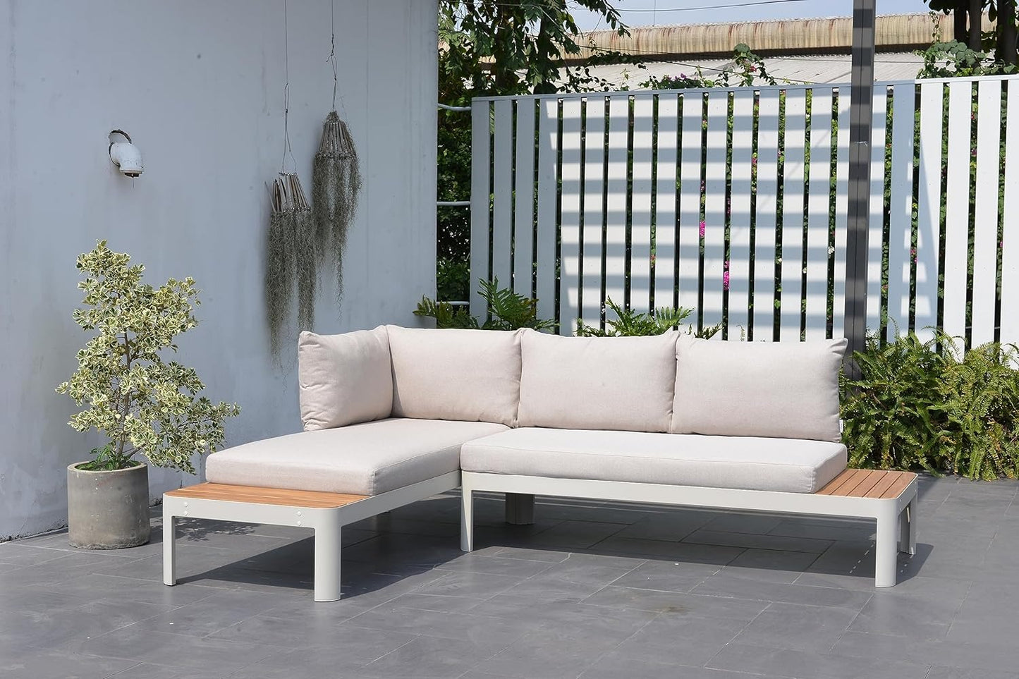 Brent 2-Piece Seating Set | Ideal for Patio and Outdoors | Certified Teak Sofa Sectional