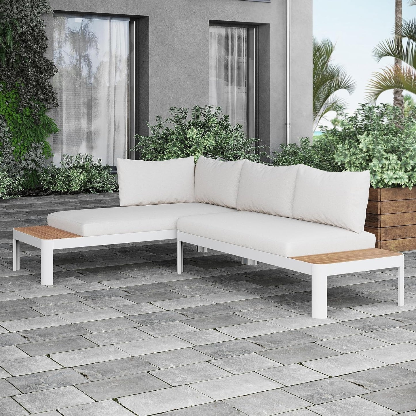 Brent 2-Piece Seating Set | Ideal for Patio and Outdoors | Certified Teak Sofa Sectional