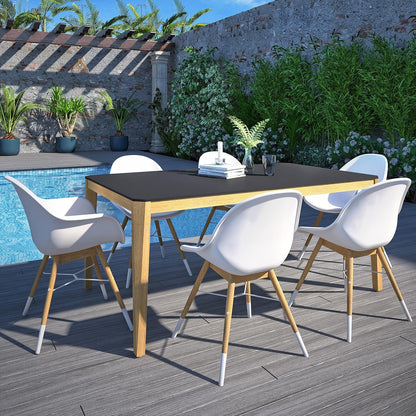 Dining Table | Teak Finish 100% FSC Eucalyptus Wood | Rectangular Patio Table, Garden Table Ideal for Outdoors and Indoors XL