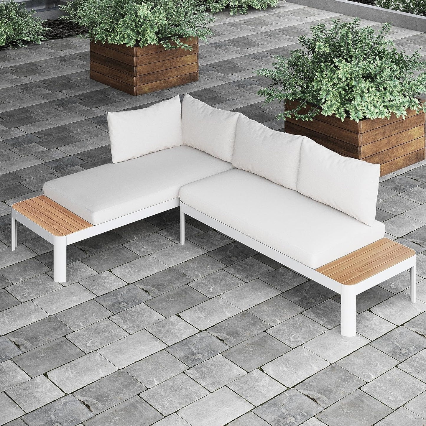 Brent 2-Piece Seating Set | Ideal for Patio and Outdoors | Certified Teak Sofa Sectional