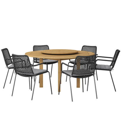 7-P Round Dining Table Set | Teak Finish 100% FSC Wood