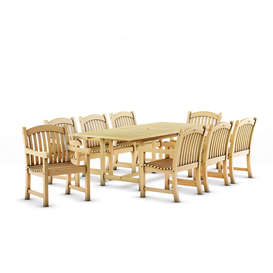 9-P Rectangular Dining Table Set | 100% Teak Wood