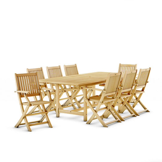 9-P Rectangular Dining Set | 100% Teak Wood