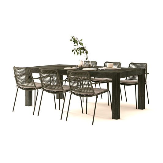 7-Piece Patio Rectangular Table Set | FSC Wood | Ideal for Indoors