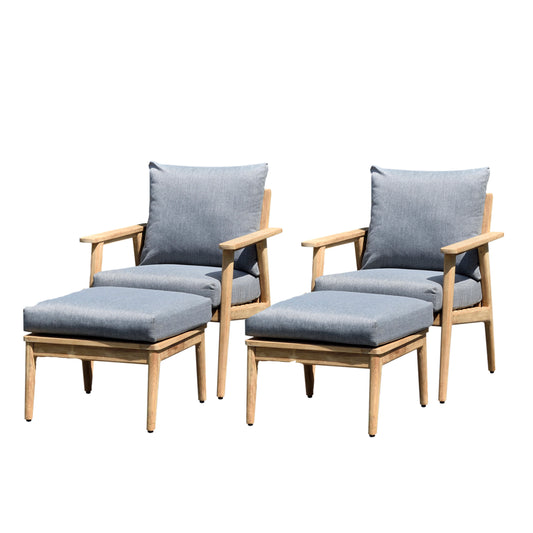 Madison 4-Piece Patio Seating Set | 100% Teak Furniture with Olefin Cushions | Durable and Ideal for Outdoors